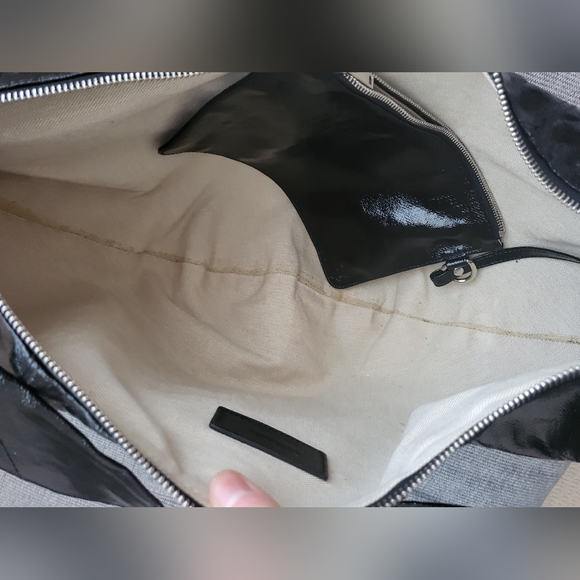 Lemaire Large Coated Linen Canvas Croissant Bag (black) - Picture 3 of 8